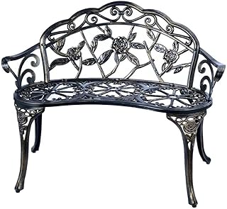 JARDIN DE CENTENNIAL Patio Garden Bench Metal Park Bench Cast Aluminum O...