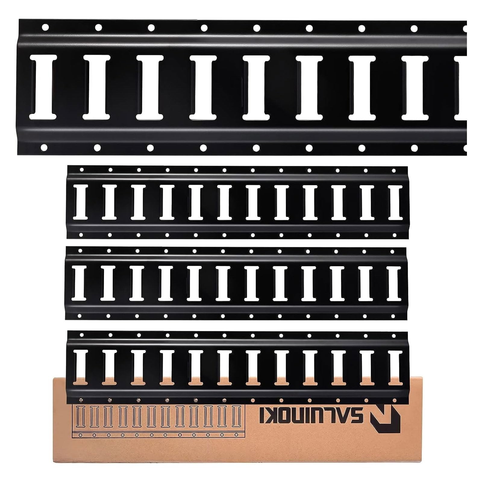 SALUINOKI 4ft E Track Rails 4 Pack Tie Down Erack with Powder-Coated Steel e-Track for Garages, Workshops e Track Accessories