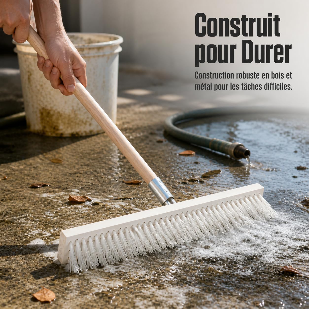 Brosse Nylon Dur, Bois Naturel; 40cm; Plastique