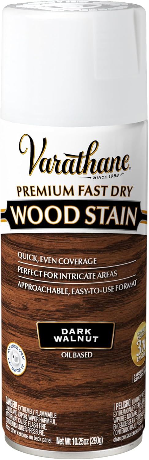 Varathane Premium Fast Dry Dark Walnut Wood Stain Spray - 1 Hr Dry, 1 Coat Coverage for Furniture, Cabinets, Trim | 10.25 oz