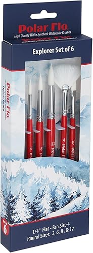 Miniatura 2 de Creative Mark Polar-Flo - Juegos de pinceles para acuarela y pinceles individuales, pinceles de acuarela de cabello sintético blanco nítido para