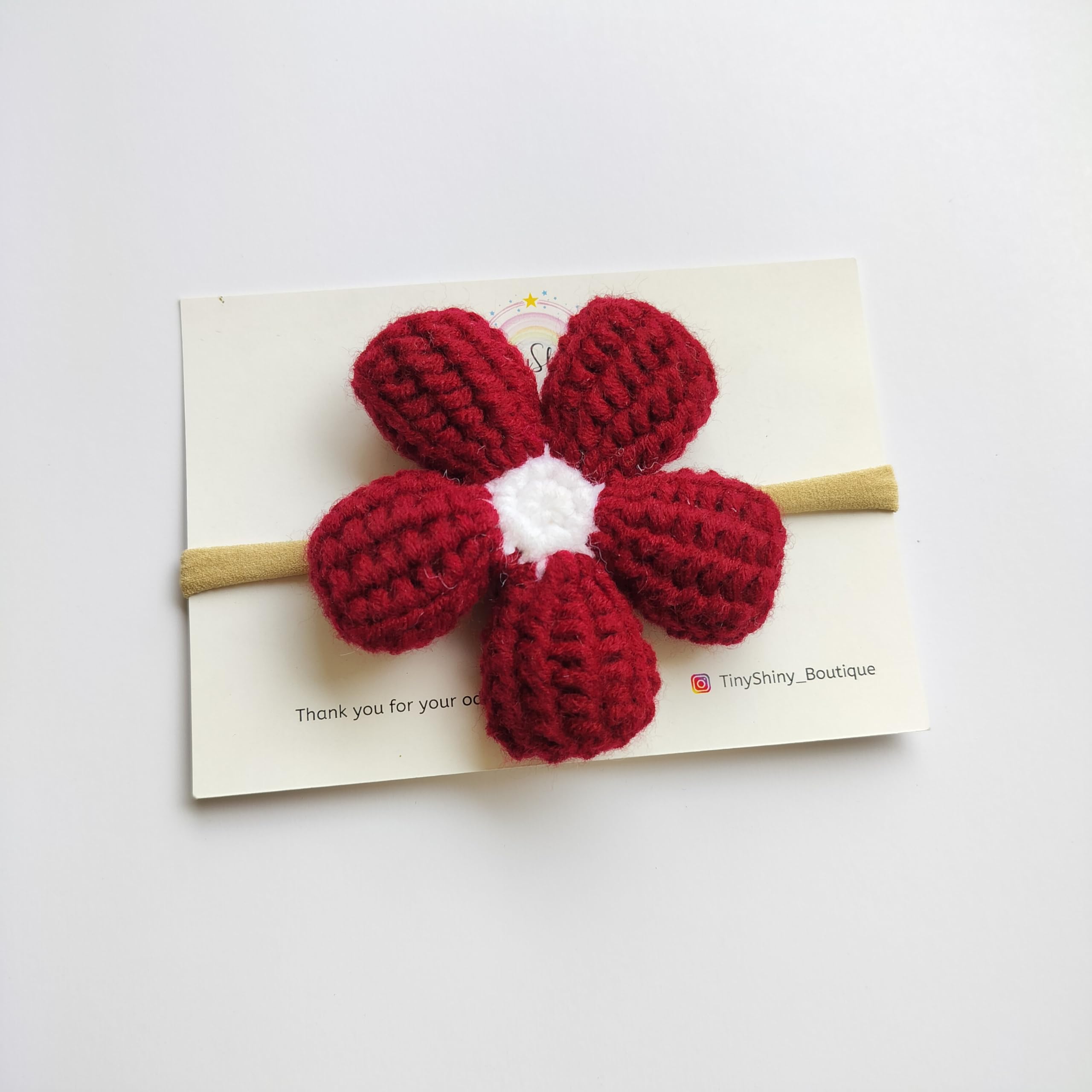 Crochet Bows_Puffy Flower Bow with Baby Soft Headband, Bows for Newborn (Maroon)-image-33