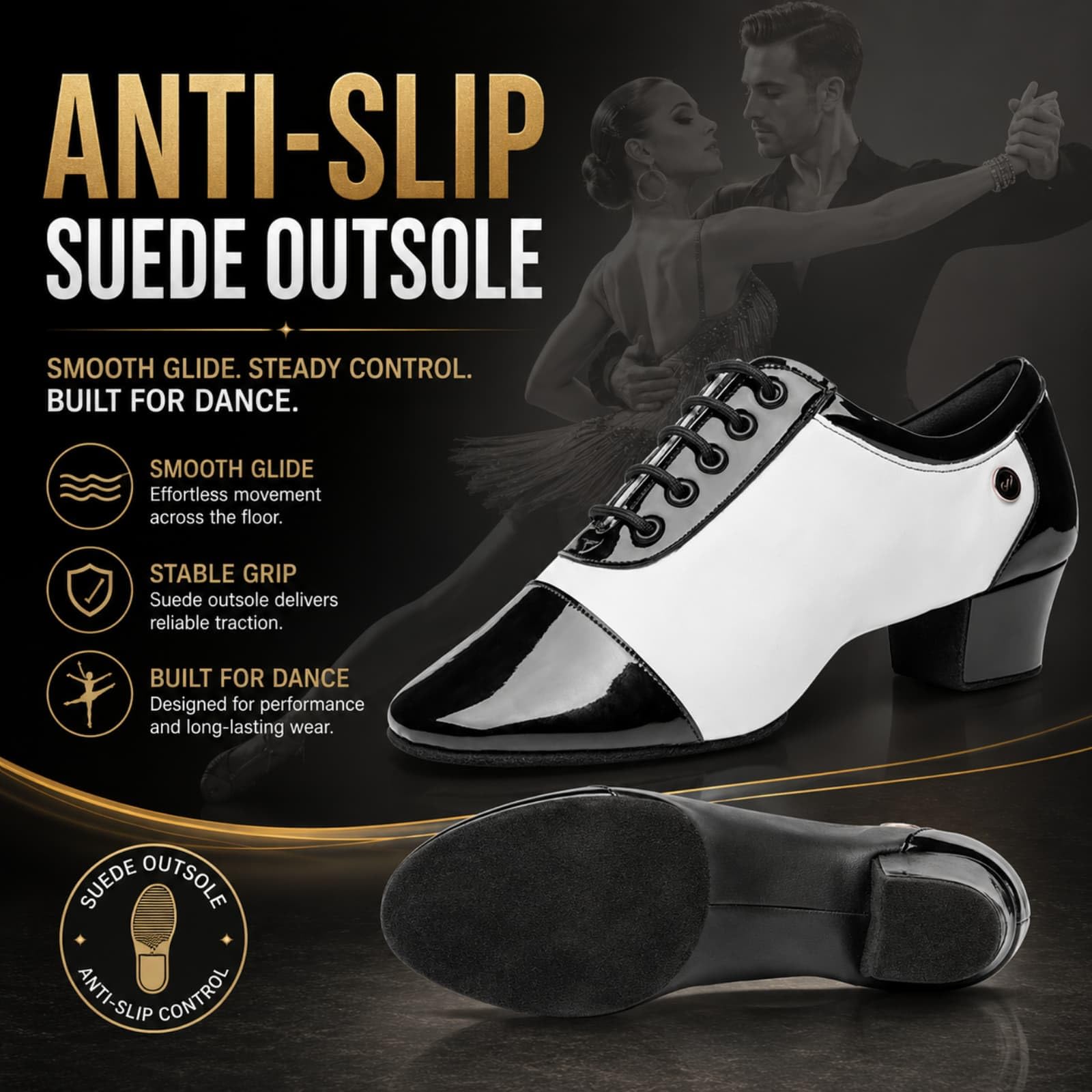 Morbuy Scarpe da Ballo Latino Uomo con Lacci Tacco 3,5 cm | Scarpe Ballo con Tacco Basso e Suola in Pelle Scamosciata Antiscivolo EU 35-44 per Indoor Salsa Tango Chacha Bachata Danza