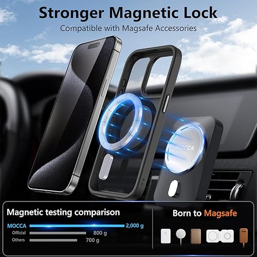 Vista 1272 de MOCCA - Funda magnética resistente para iPhone 11 de 6.1 pulgadas, compatible con MagSafe, protector de pantalla de vidrio + protector de lente