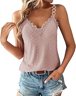 Sexy Lace Trim Tank Tops for Women Summer Chain Spaghetti...