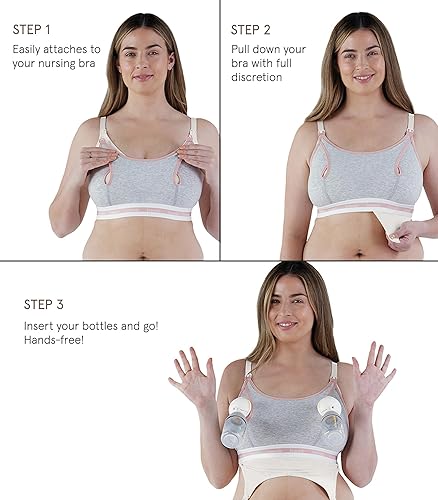 Miniatura 10 de BRAVADO DESIGNS Sujetador de bombeo manos libres  Clip y bomba  Accesorio de bombeo  S-XL Dove Heather, Black, Dove Heather - Sustainable Fabric,