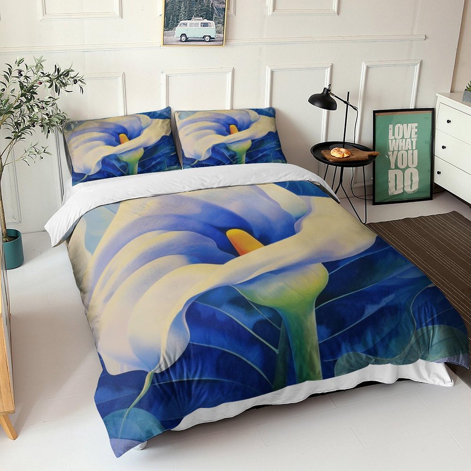 Luxus-Bettwäsche-Set mit Lilienblüten, 3D-Druck, Bettbezug-Set mit Kissenbezügen, King-Size-Größe (220 x 240 cm), Heimtextilien, Bettbezug-Set für Schlafzimmer-Dekor
