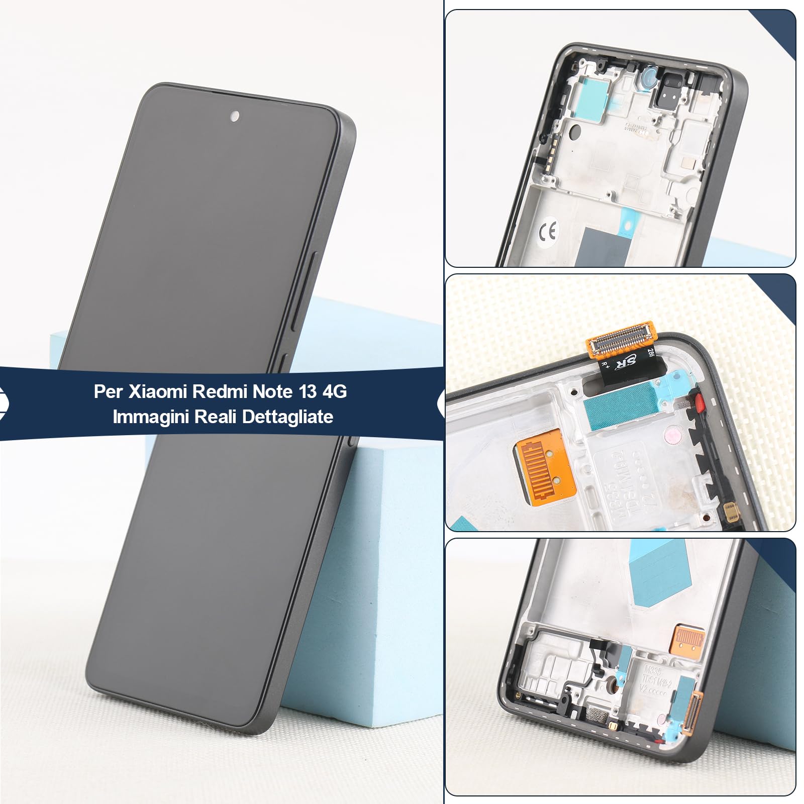 RongZy LCD Schermo per Xiaomi Redmi Note 13 4G Display di Ricambio Touch Screen Digitizer Parti di Riparazione per Redmi Note 13 4G 23124RA7EO LCD Display con Strumenti(Nero con Cornice, 6.67")