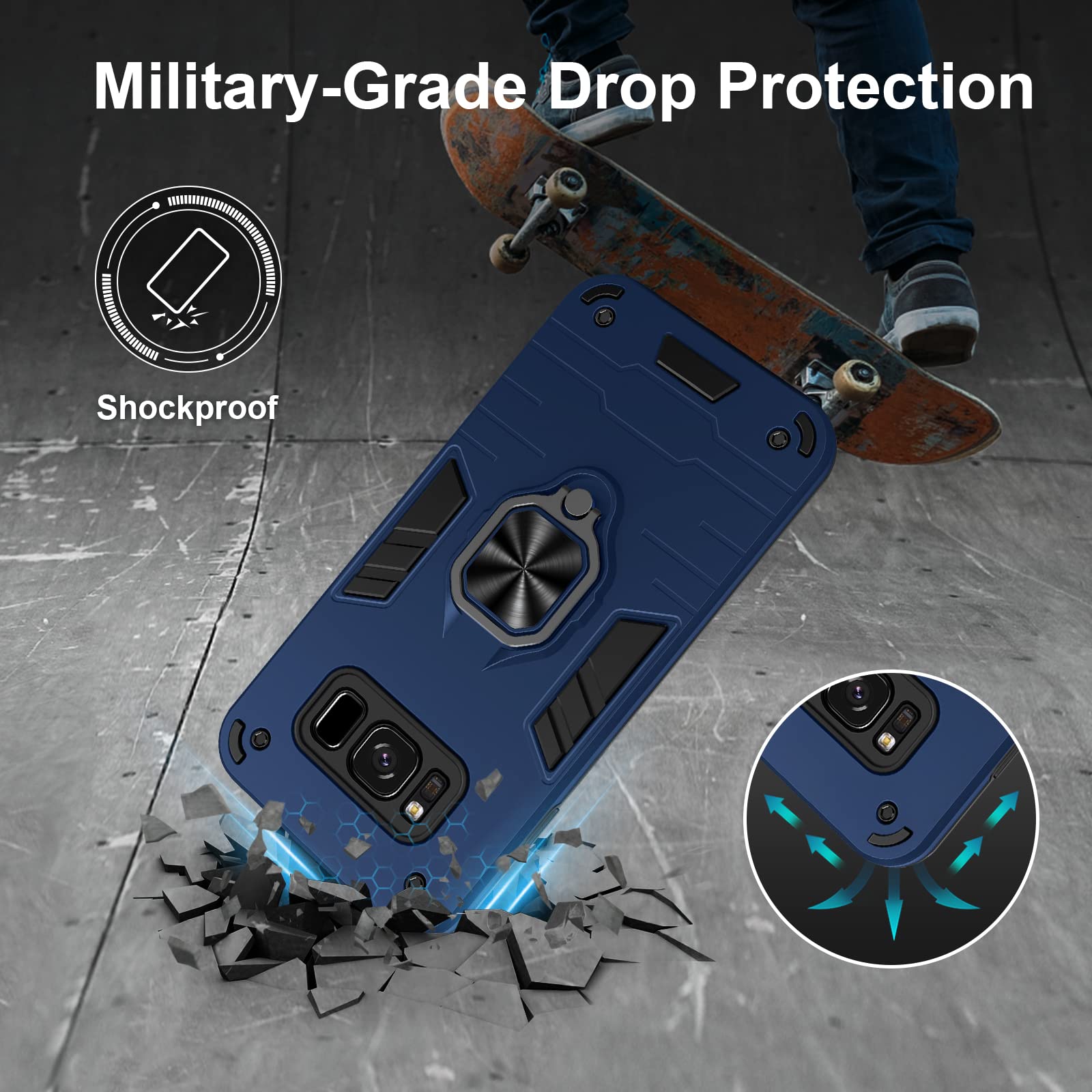 Funda para Xiaomi Redmi Note 15 Pro 5G, Carcasa Antigolpes con Soporte anular metálico, Case Protectora de Grado Militar, Azul — view 476