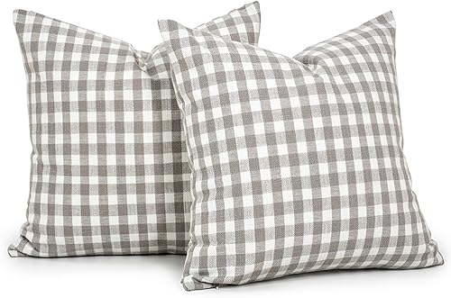 Miniatura 8 de CARRIE HOME Juego de 2 fundas de almohada de 20 x 20 pulgadas, color verde salvia, fundas de almohada a cuadros para exteriores de 20 x 20 pulgadas,