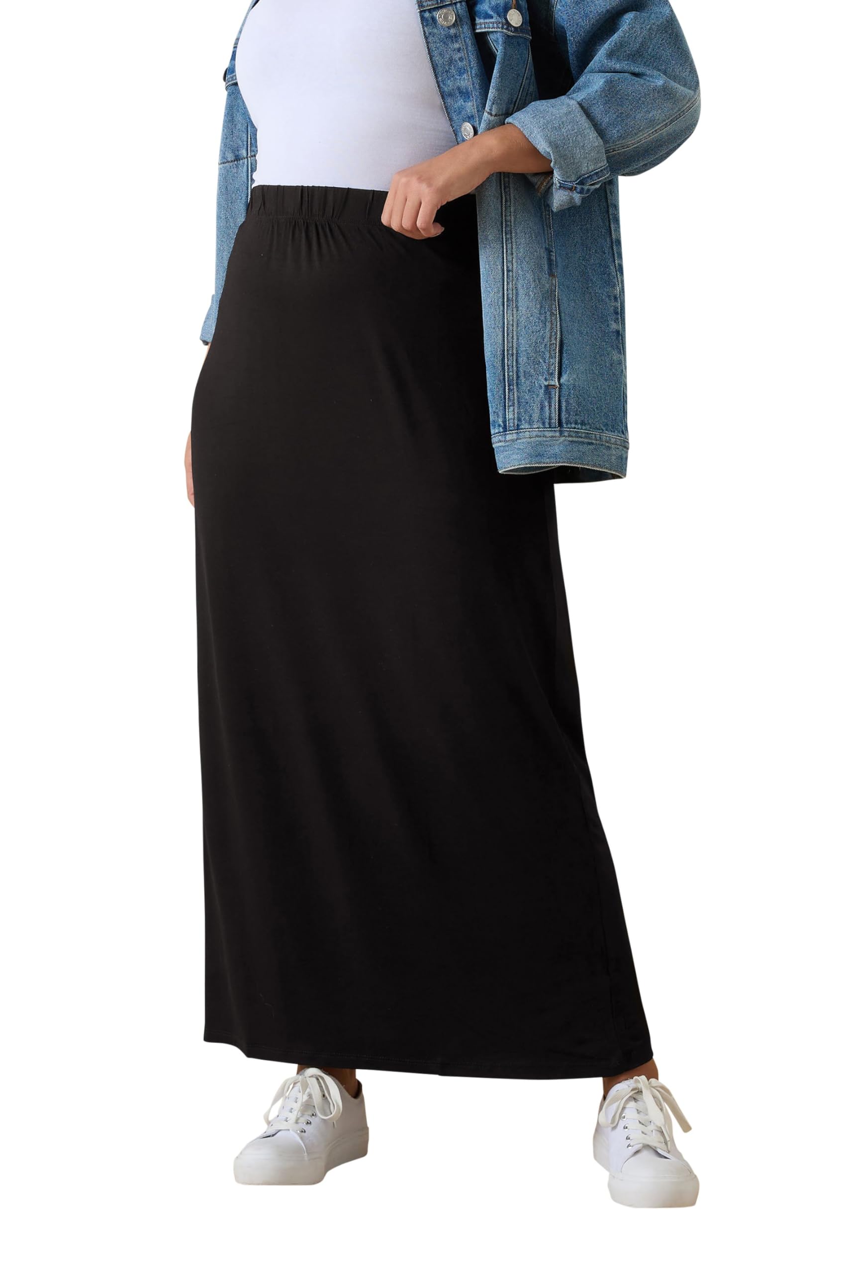Yours Women's Black Curve Jersey Stretch Maxi Tube Skirt - Plus Size Curve