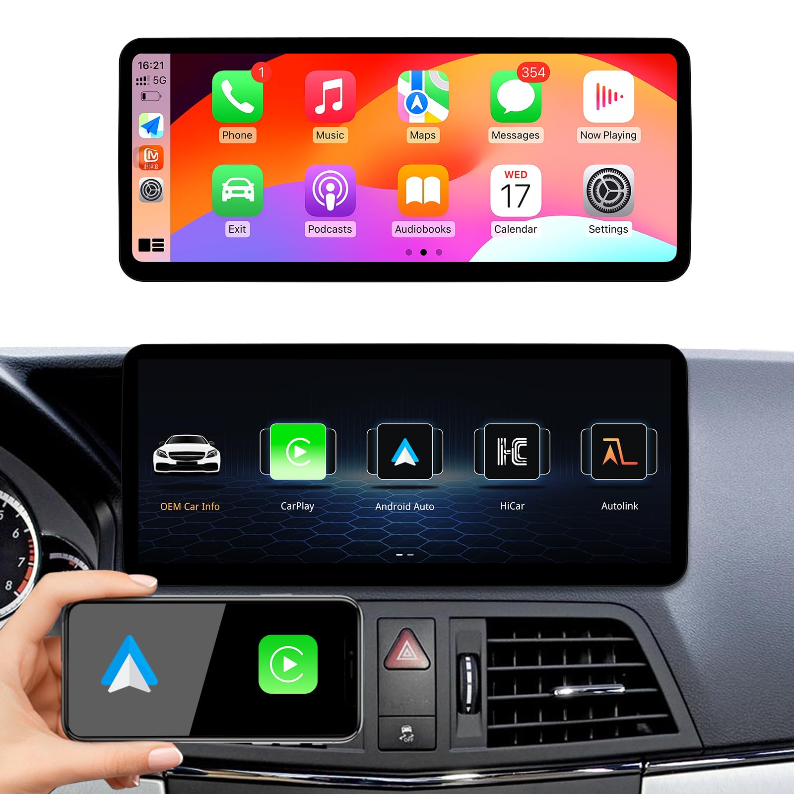 Ultra Narrow 12.3 Inch Car Stereo for Mercedes Benz GLK Class X204 GLK250 GLK300 GLK350 with Carplay Android Auto Radio with Ntg4.0(2008-2012)