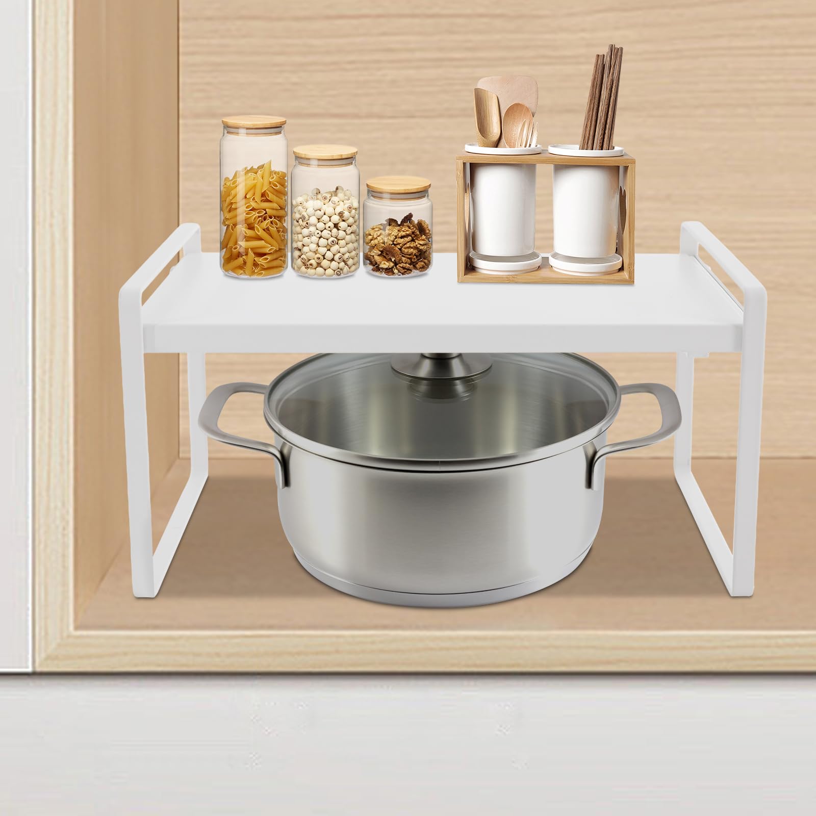 Armadio espandibile, pieghevole da cucina, portaspezie, organizer per stoviglie e forniture, organizer da cucina impilabile per più spazio di appoggio