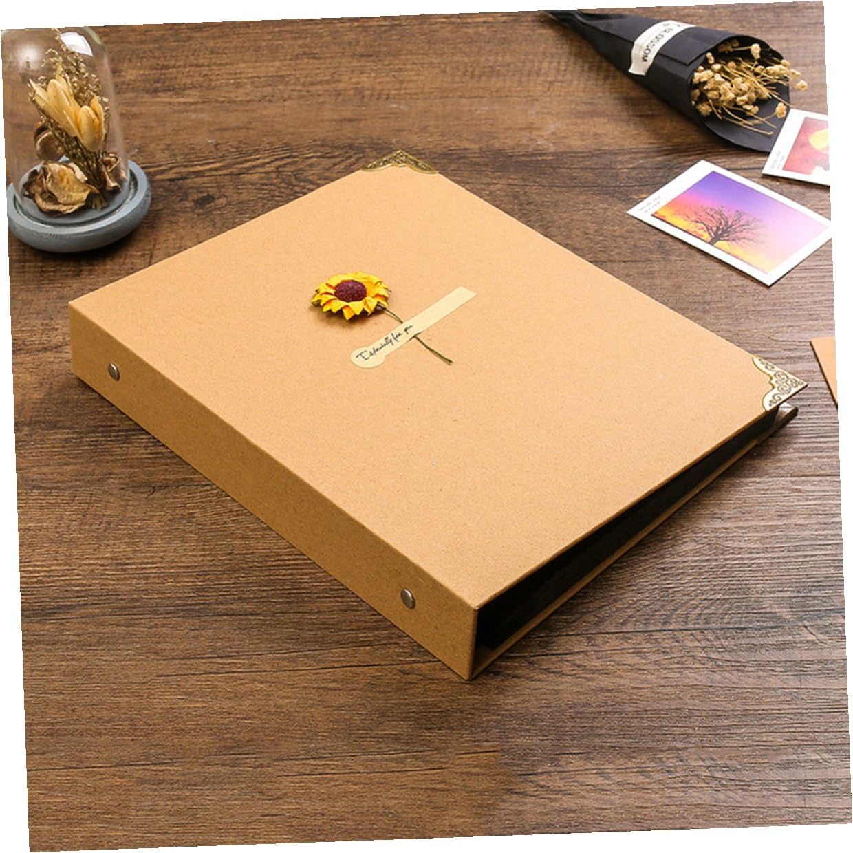 Sewroro Álbum de Fotos DIY de Papel Kraft Artesanal Álbum de Recortes en Blanco Páginas Amarillas para Colección de Fotografías y Recuerdos Adecuado para Bodas y Viajes