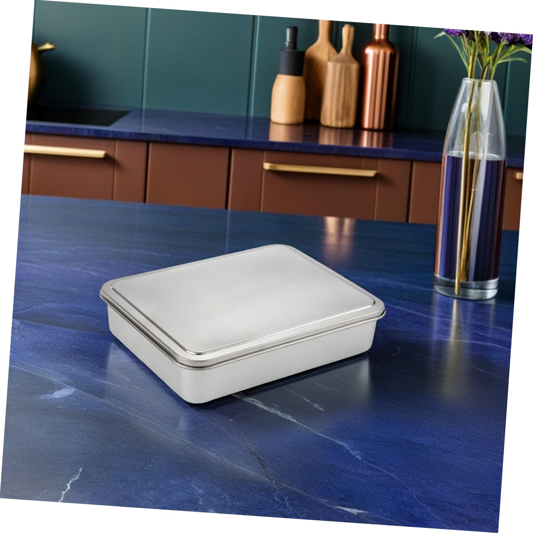 TOYANDONA Rettangolare Teglia in Coperchio Acciaio Inox Tiramisù