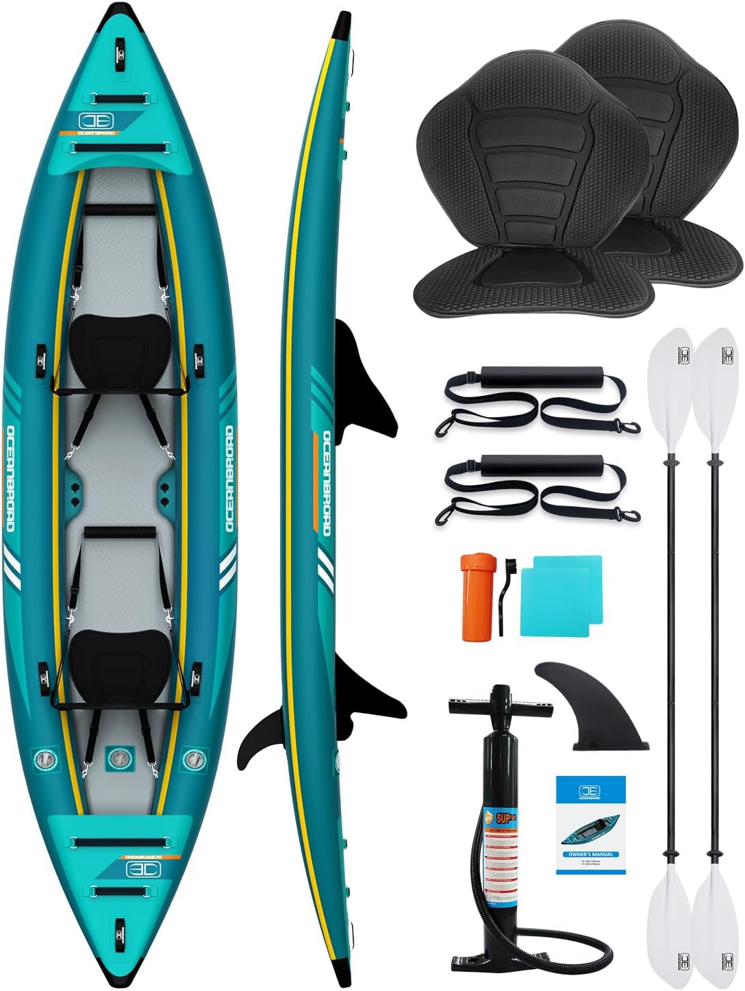 OCEANBROAD V1 Inflatable Sit-in Kayak, with Paddle(s), Kayak Seat(s), Pedal(s), Hand Pump and Bag OCEANBROAD V1 Inflatable Sit-in Kayak, with Paddle(s), Kayak Seat(s), Pedal(s), Hand Pump and Bag