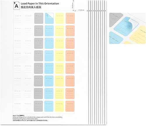 480 etiquetas rectangulares de codificación de color para impresoras de inyección de tinta láser, etiquetas extraíbles imprimibles para organizar
