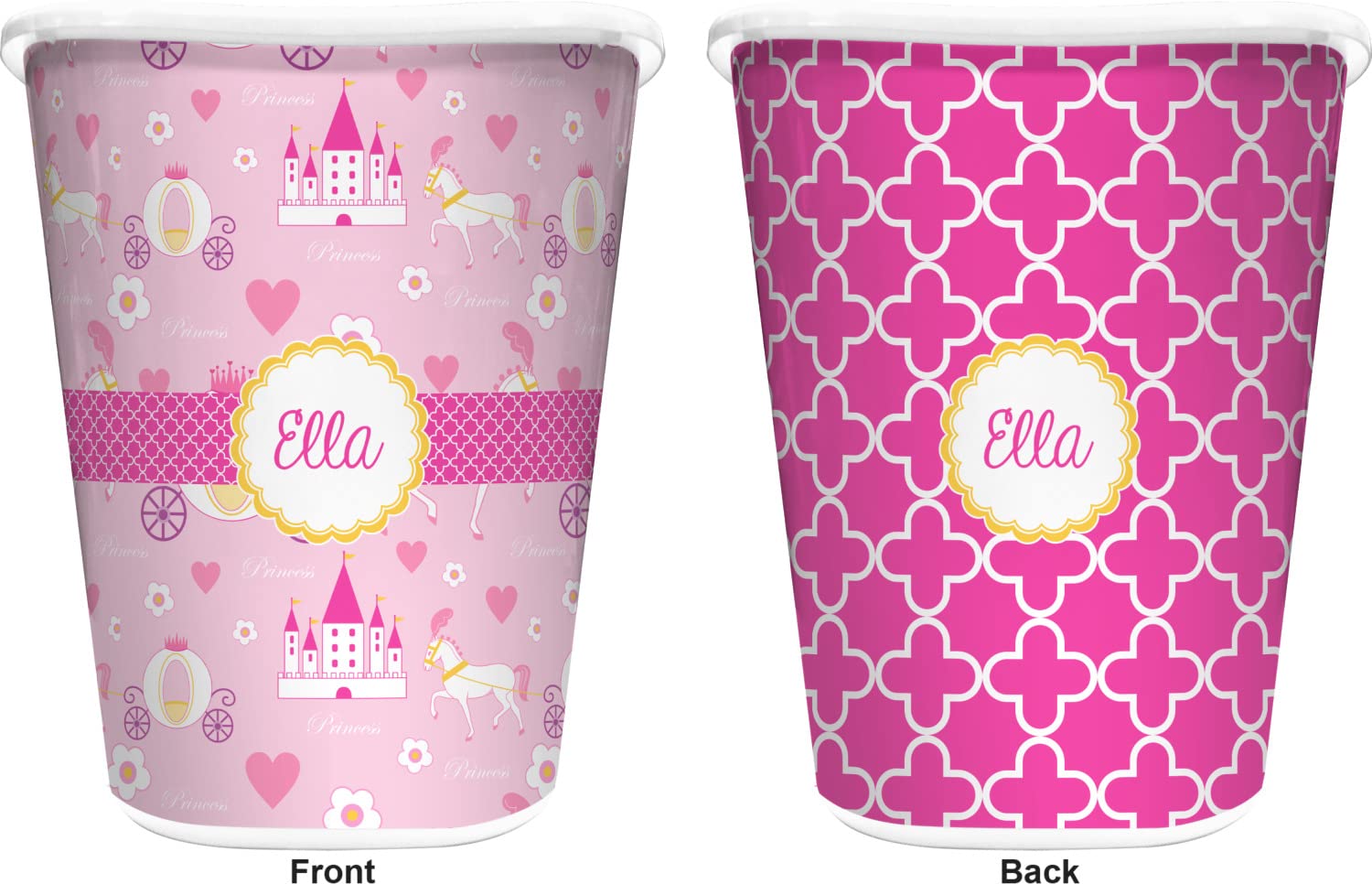RNK Shops Personalized Princess Carriage Waste Basket - Double Sided (White)