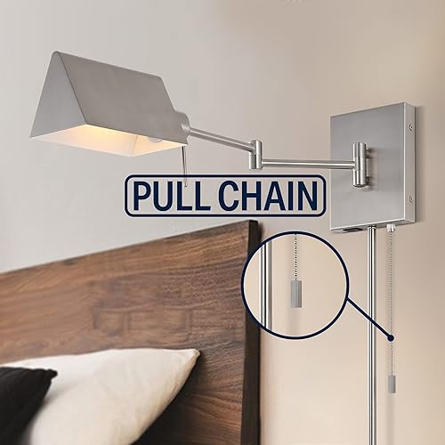 Miniatura 4 de JONATHAN Y JYL6015B Arlo - Aplique de pared LED con brazo oscilante de 22 pulgadas, 1 luz, de hierro con cable, cadena de tracción, puerto de carga