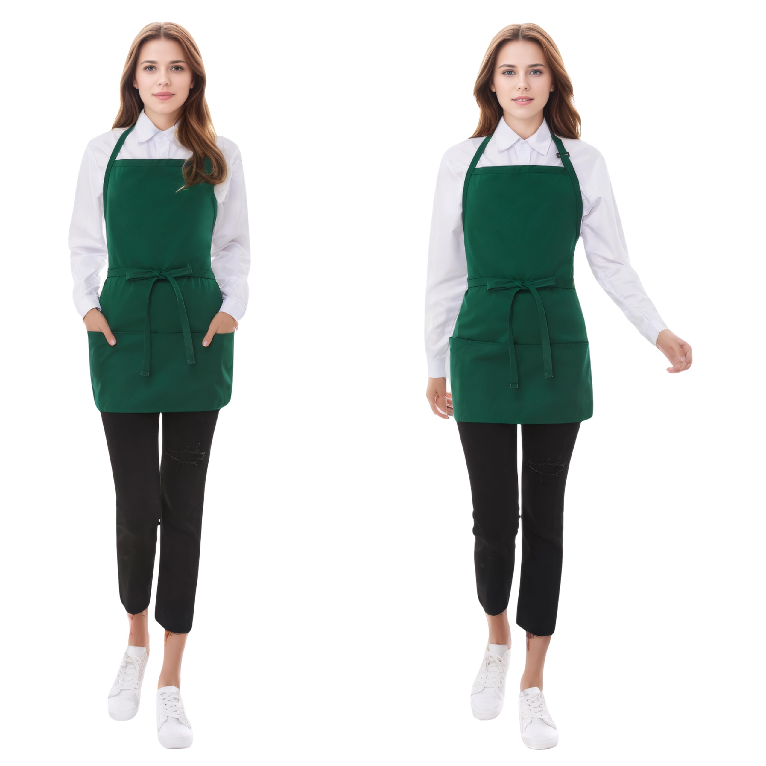 Delantales cortos de algodón para mujer con 3 bolsillos, delantal de chef unisex, delantal de camarera para cocina, cocina, restaurante, barbacoa