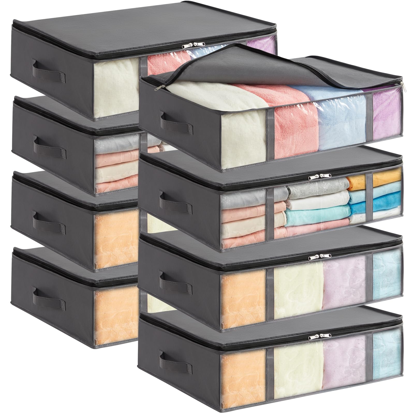 Lifewit Unterbett Aufbewahrungsbox, Faltbare Unterbettkommode Aufbewahrungstasche Storage Boxes mit Deckel, Unterbett Aufbewahrung für Kleider Unterbett Kleiderschrank