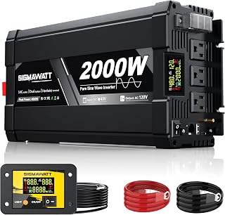 2000W Pure Sine Wave Inverter 48V DC to 120V AC–Powers RV, Truck,Off Grid Solar Energy,Car Refrigerator, Coffee Maker, Printer, Game Console and Slow Cooker with LED Display and Remote Monitoring