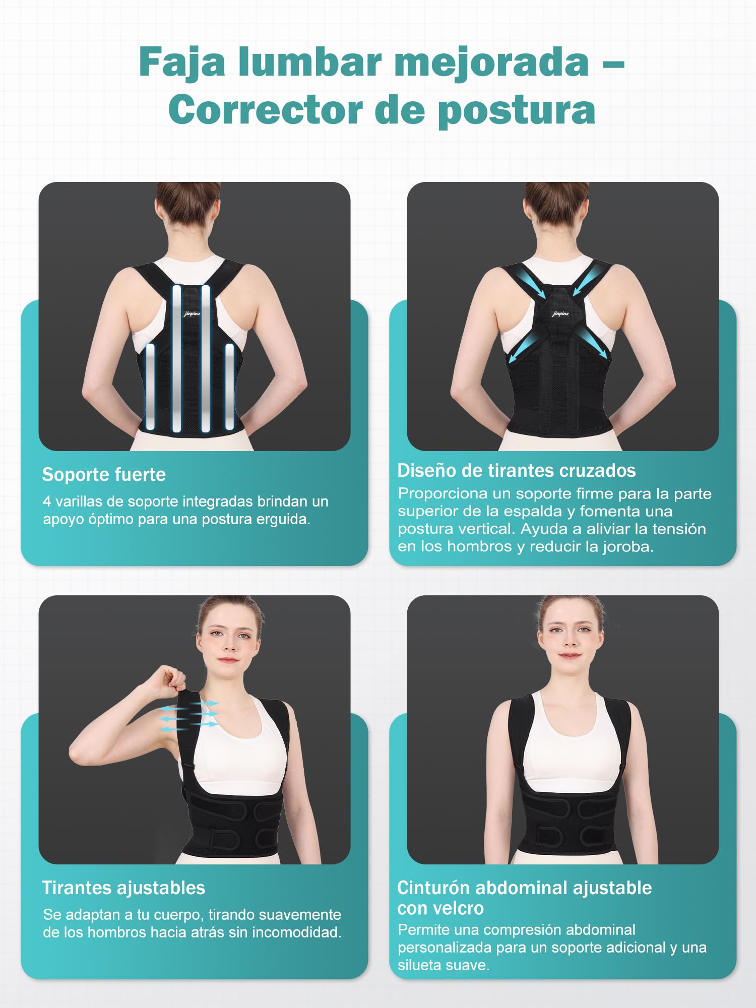 Corrector Postura Espalda Hombre Mujer ：Corrector de Espalda Recta Ajustable e Invisible – Soporte Lumbar Transpirable para Cuello y Hombros – Entrenador Postural para Enderezar la Espalda Negro M