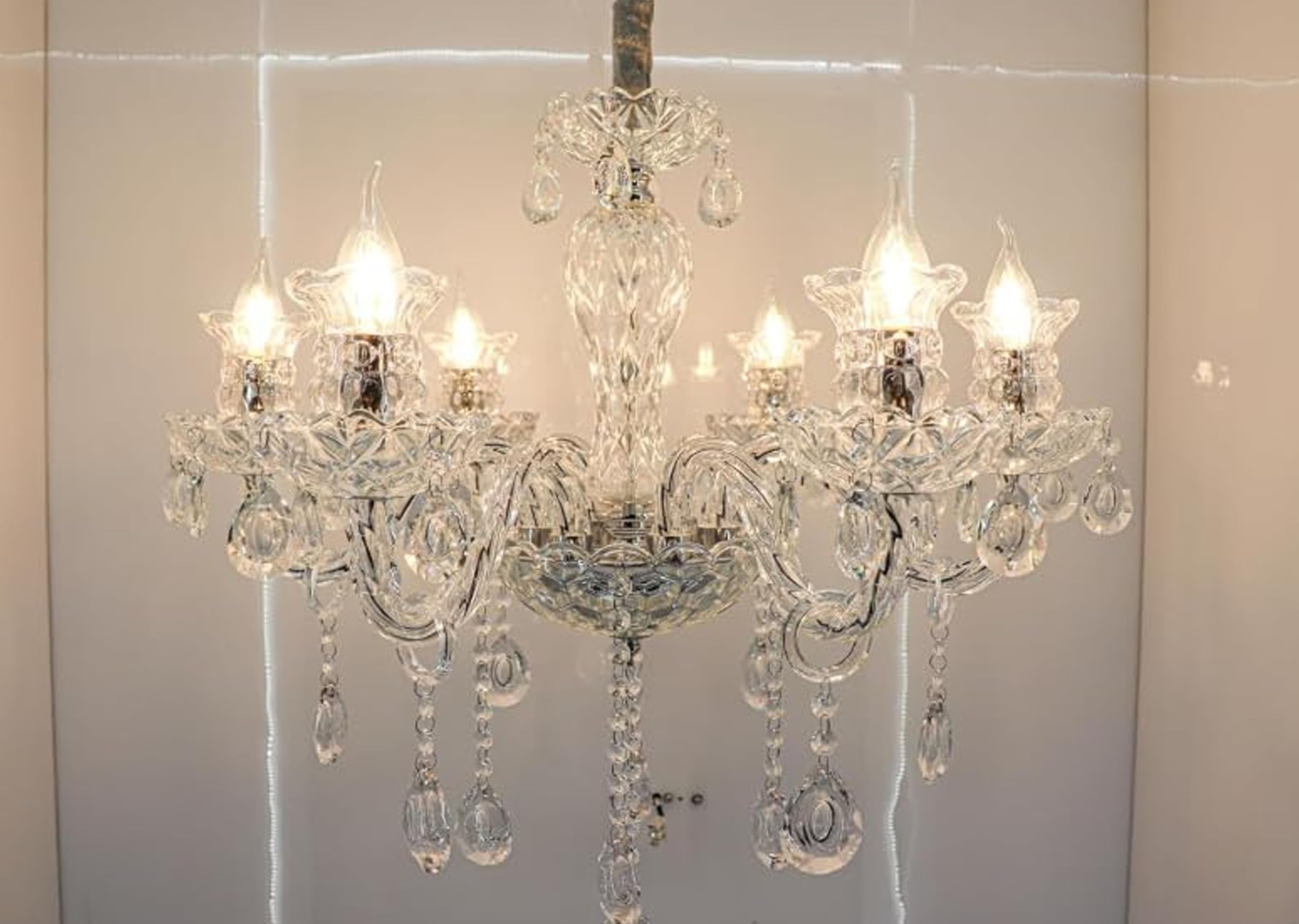 SUANI Elegant K9 Crystal Italian Chandelier Light – Luxurious 6-Light Ceiling Fixture, Modern European Design for Living Room, Dining, and Bedroom (Pack of 1)-image-34