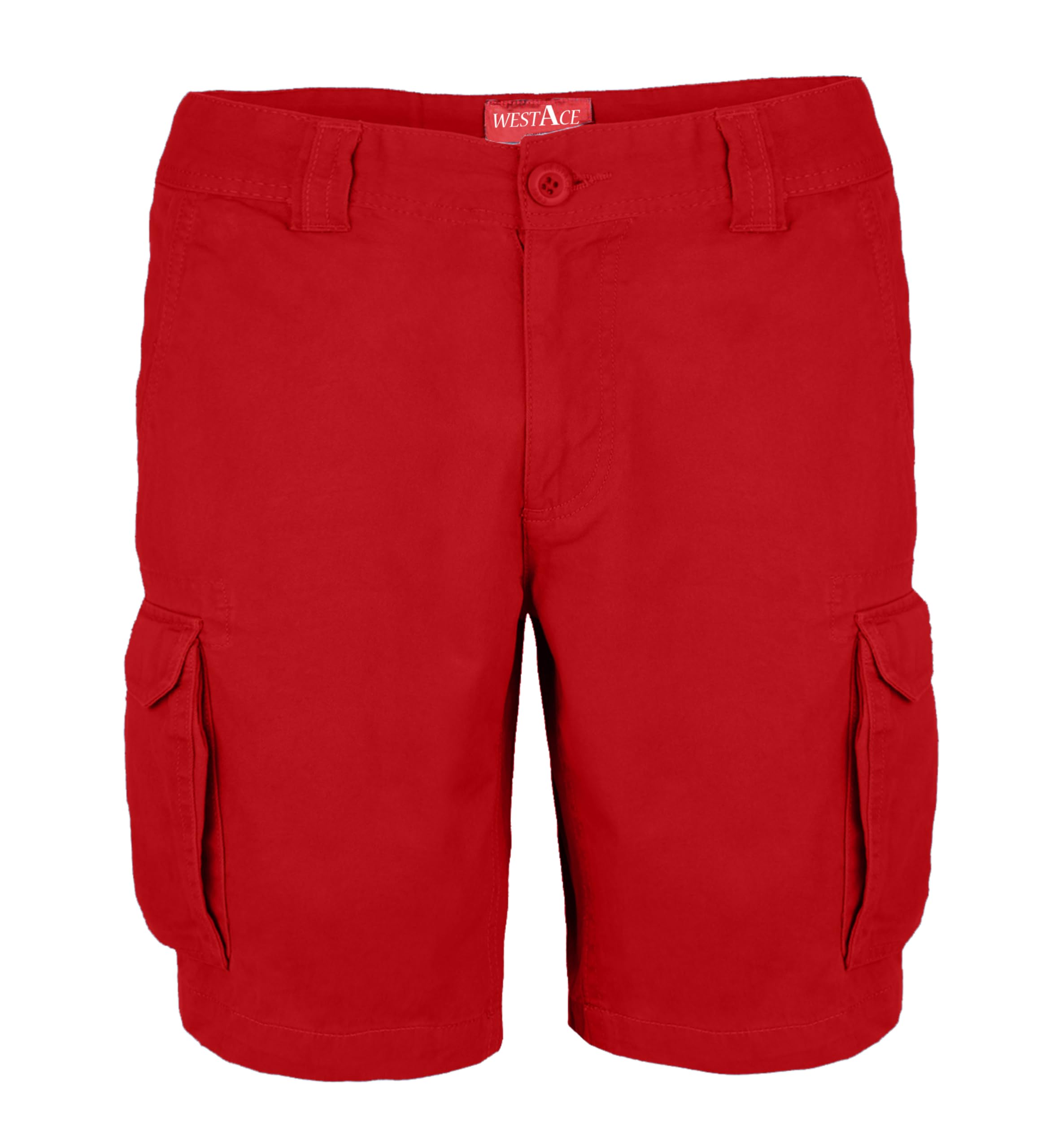 Westace Men's Red Cargo Shorts Casual 100% Cotton Summer Half Pants 6 Pocket Combat Chino Outdoor Utility Essential Workwear Shorts Sizes 32 To 44 (, 42)