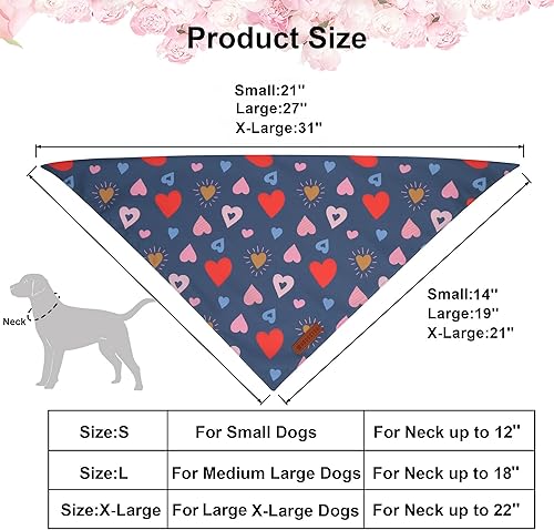 Miniatura 10 de Adoggygo Bandana para perro para el día de San Valentín varios tamaños ofrecidos bufanda triangular reversible para perros pequeños pequeño rojo y