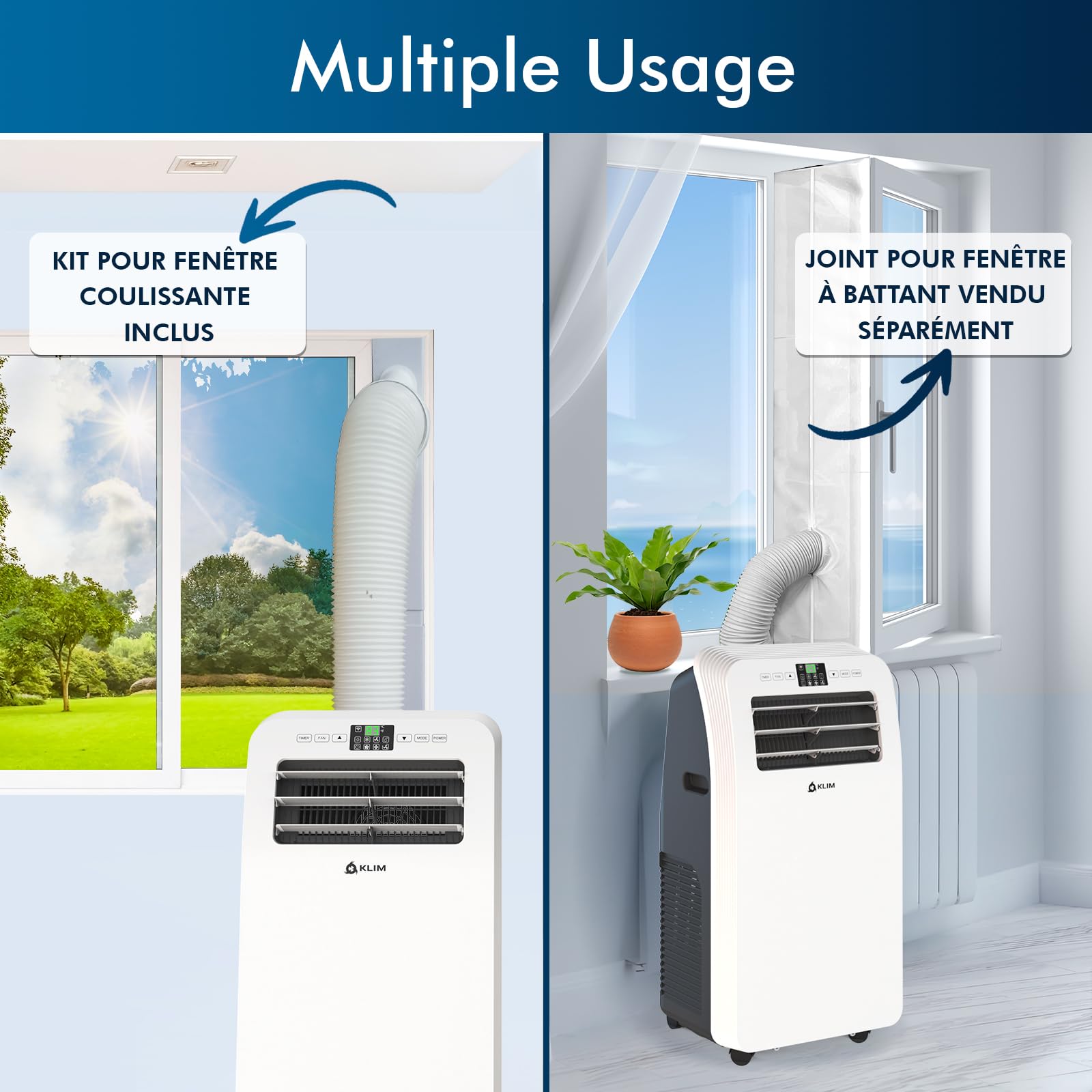 KLIM AC12000 - Climatiseur Mobile 12 000 BTU Puissant & Silencieux - Nouveauté - Déshumidificateur - Ventilateur et Climatisation - Clim Mobile avec Télécommande