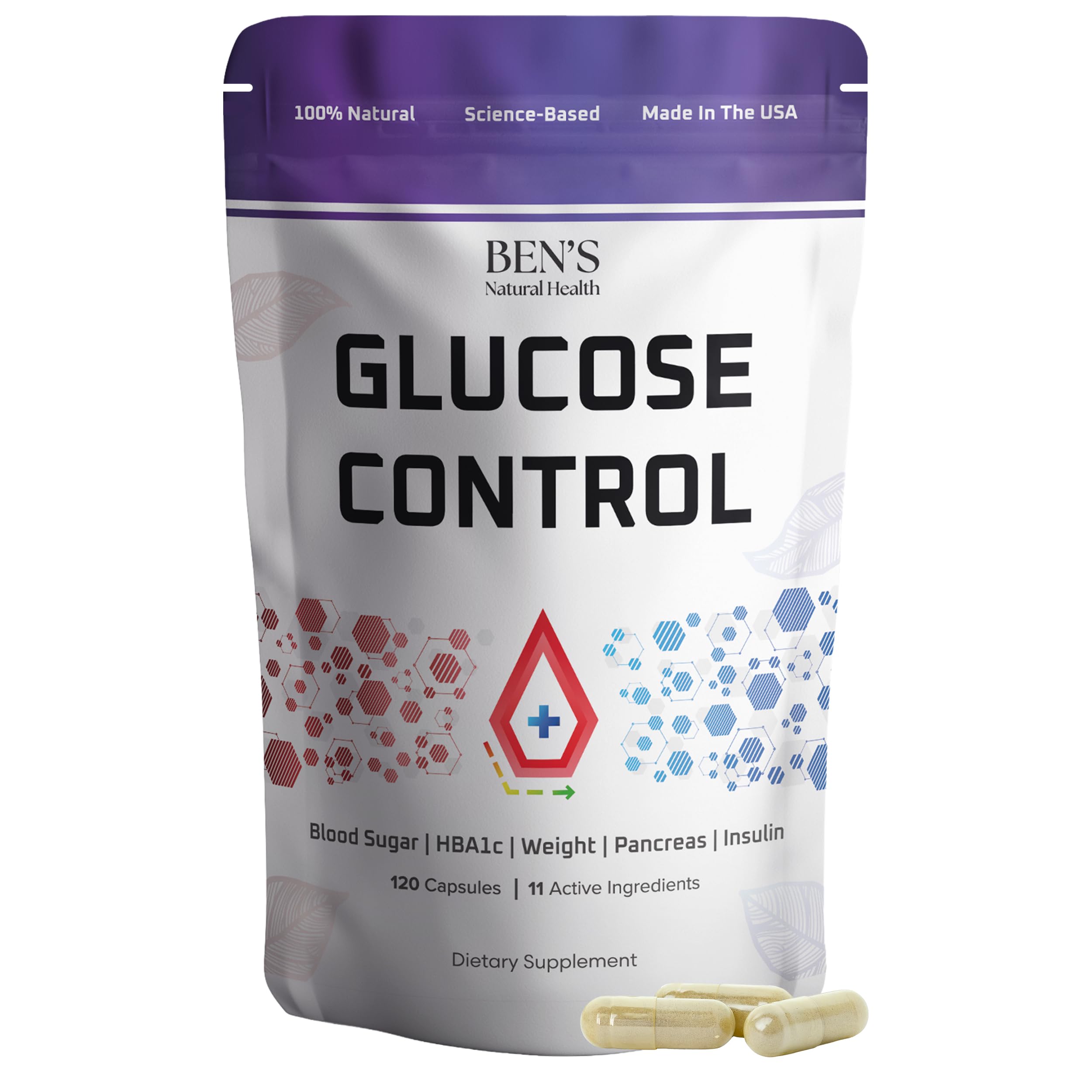 Ben's Natural Health Glucose Control, Berberine &amp; Chromium, 120 Capsules