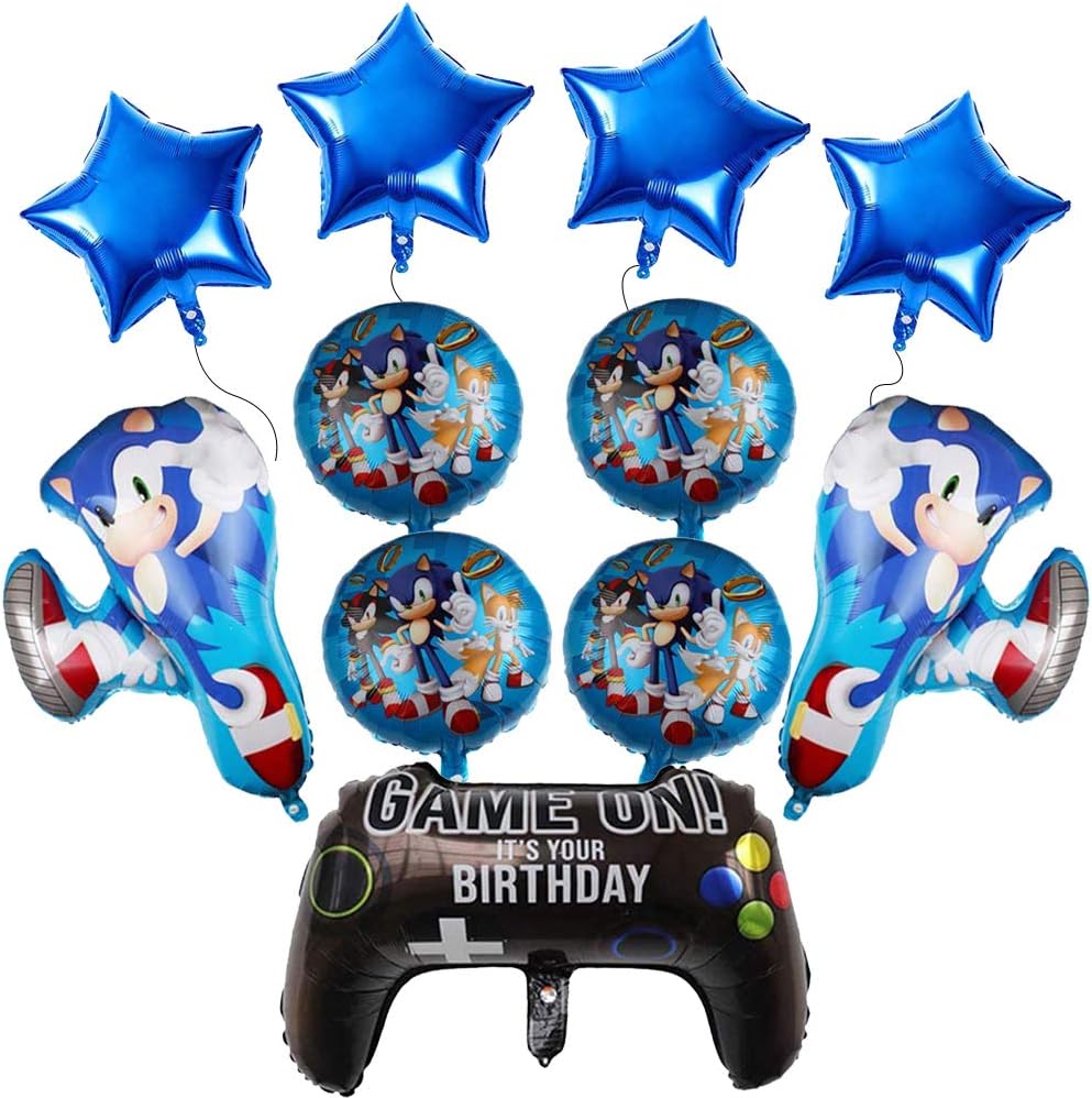 11PCS the Hedgehog Party Supplies, Hedgehog Birthday Decorations, Sòñic Foil Balloons 27" Aluminum Balloons for Kids Baby Shower Birthday Party Decorations, Icluding Game controller Foil Balloon : Toys & Games