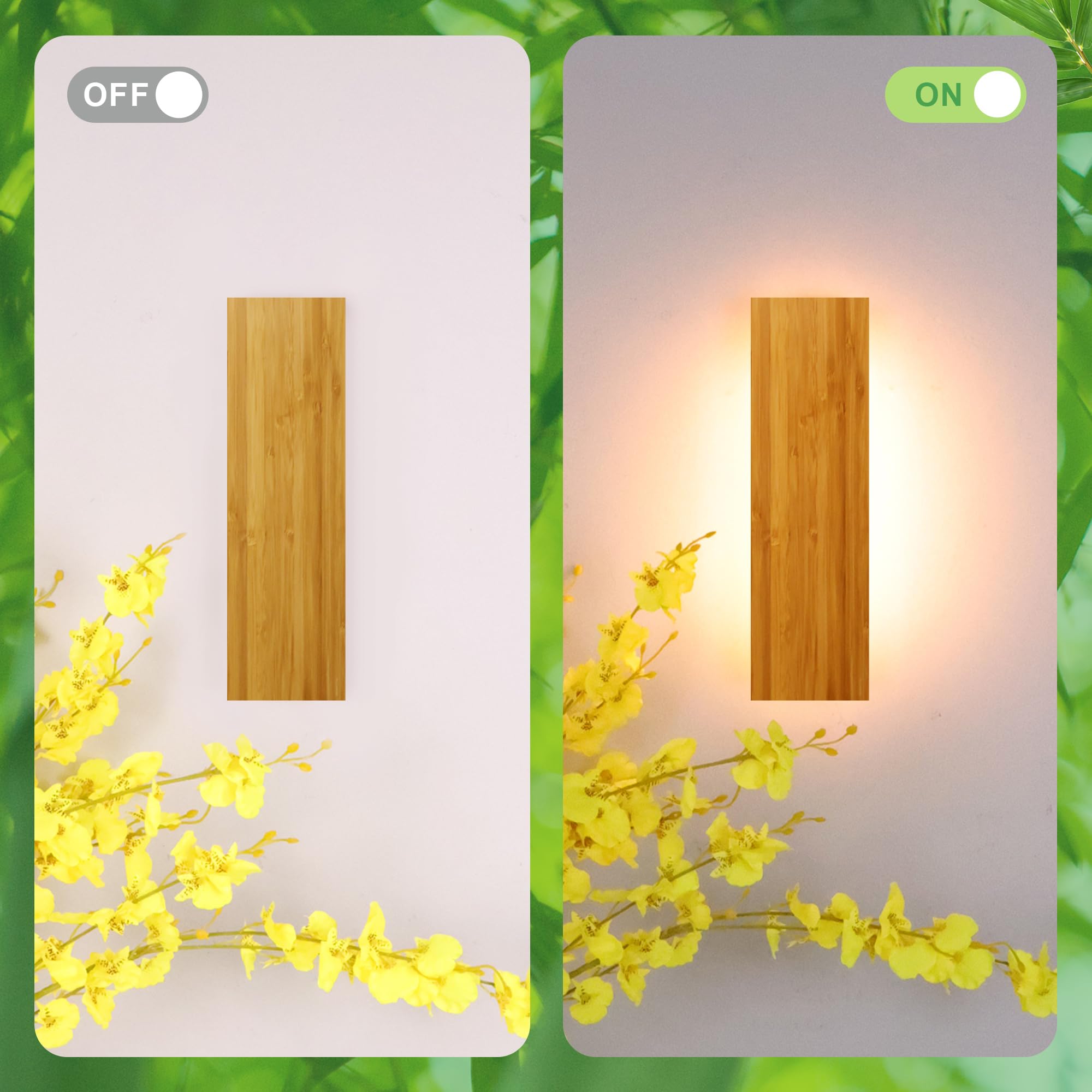 AOEH LED Holz Wandlampe 30cm 12W 3000K Moderner Stil für Schlafzimmer, Wohnzimmer, Flur und Treppe