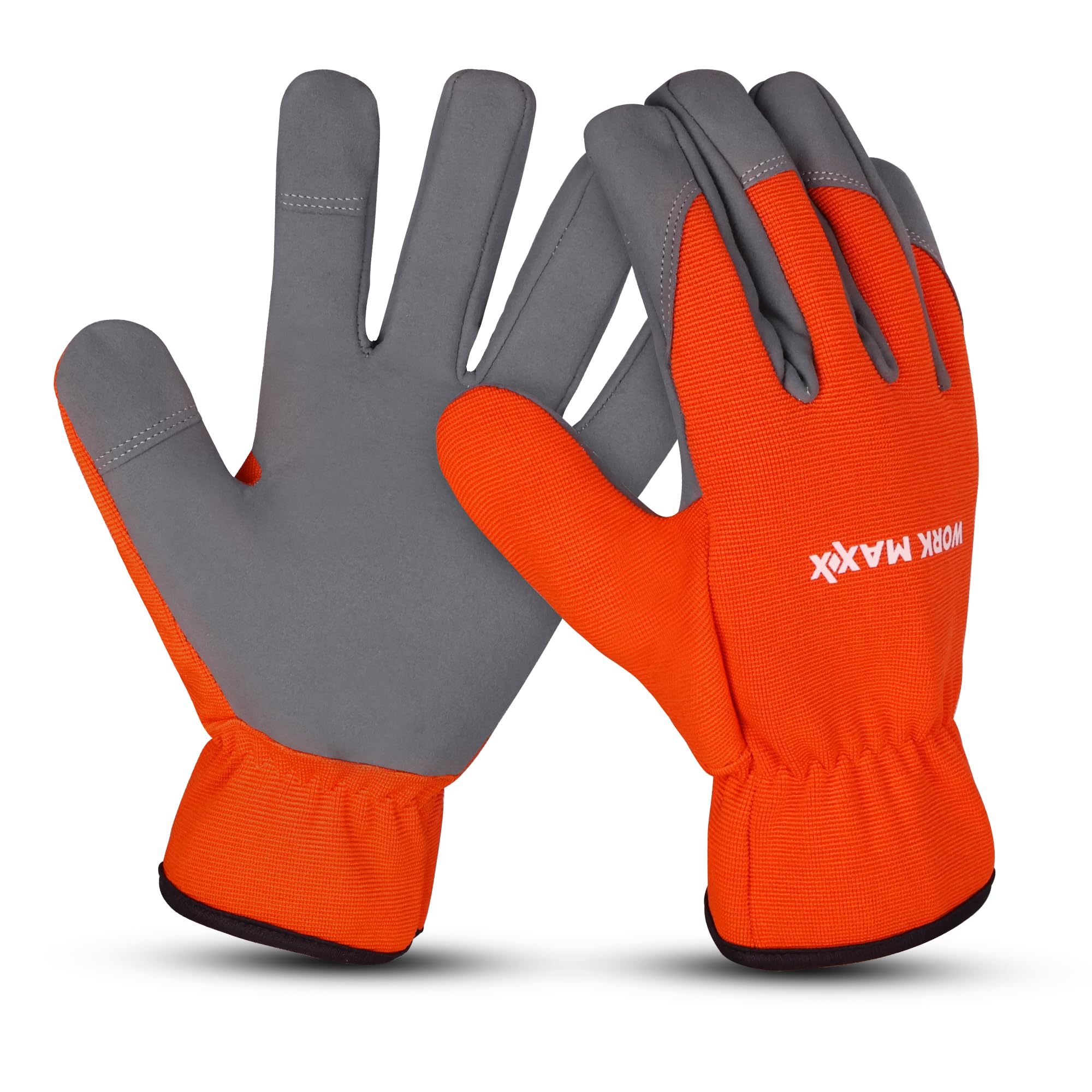 WORK MAXX Thorn-Proof Gardening Gloves – Heavy-Duty Protection for Roses, Thistles & Tough Yard Work (orange, large)