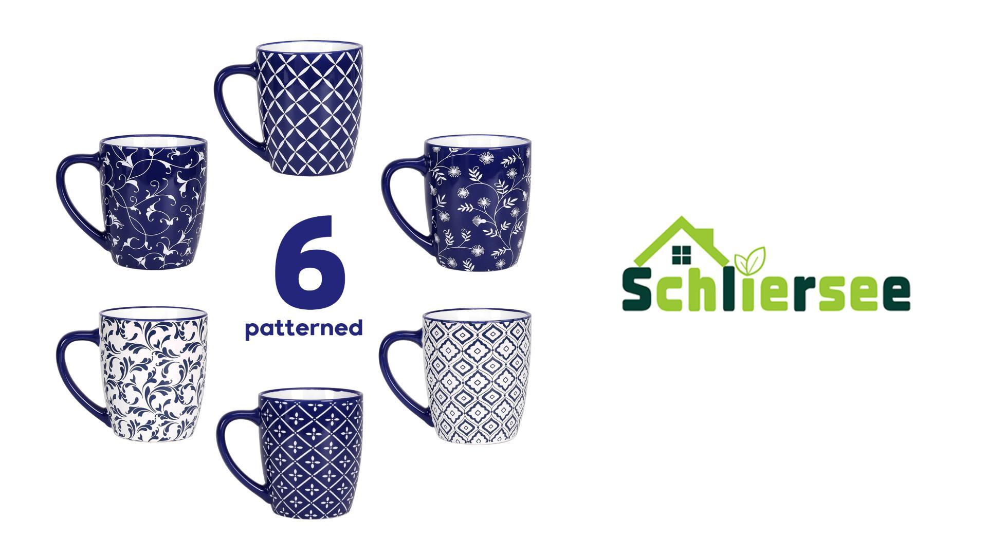 Amazon.com: Schliersee 18 OZ Large Coffee Mugs Set of 6, Ceramic Mug for  Man Woman, Blue White Geometric Floral Porcelain Cup for Latte, Tea,  Cappuccino, Mocha, Cocoa, Housewarming Wedding Mug Present :