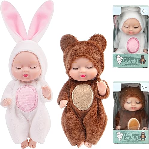 Miniatura 8 de ONEST 2 juegos de muñecas de 5 pulgadas, lindas muñecas de bebé incluyen 2 mini muñecas de bebé, 2 juegos de ropa de muñeca hecha a mano