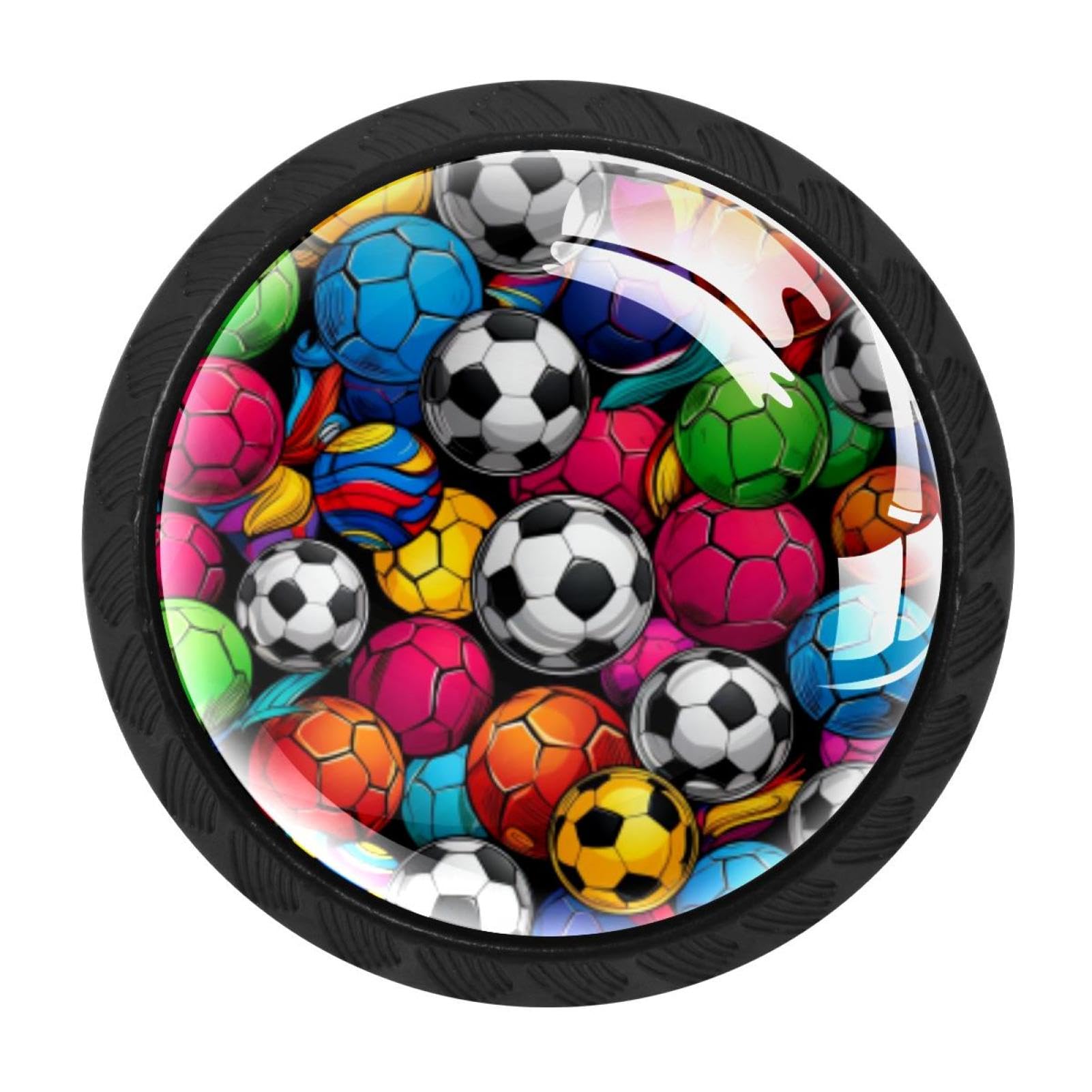 Chenzzzz Multicolored 18 4 Pieces Football Soccer Kitchen Cabinet Knobs Drawer Knobs Dresser Knobs Black Knobs Drawer Pulls Dresser Drawer Handles Knobs For Dresser Drawers