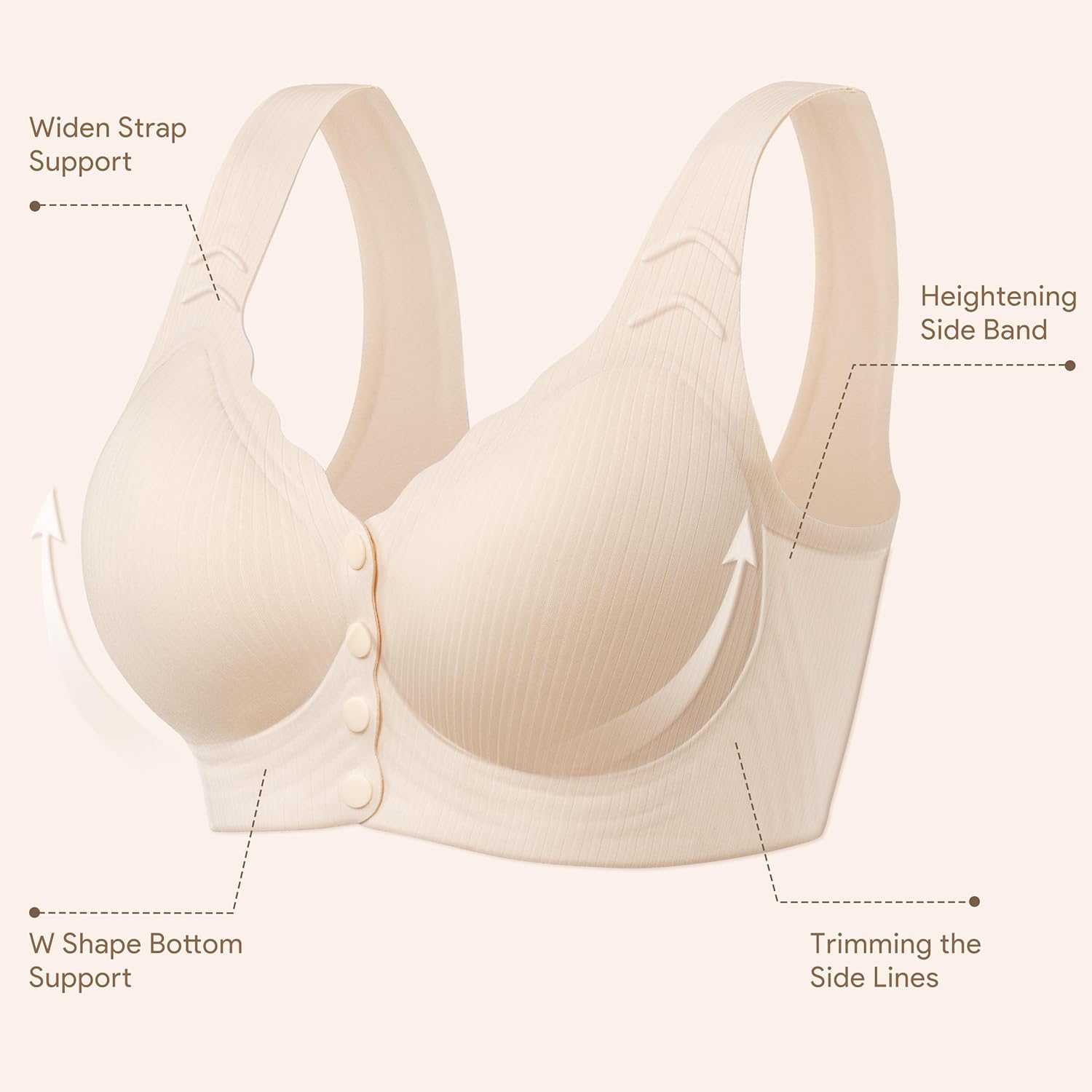 Angelhood Bras for Women Front Closure Seamless, Wire Free Padded Bras Front Closing Snap On Support Sports,1 or 3 Pack - Image 7