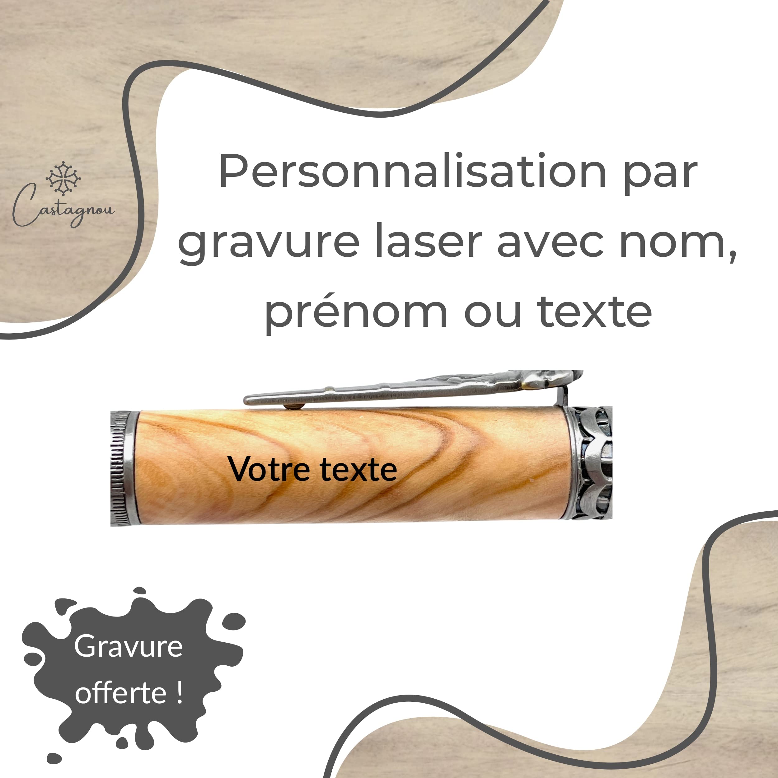 Bolígrafo personalizado FOOT US de madera con nombre nombre y texto personalizable grabado láser idea original y única Artesanía hecha a mano Caja de regalo para hombre y mujer
