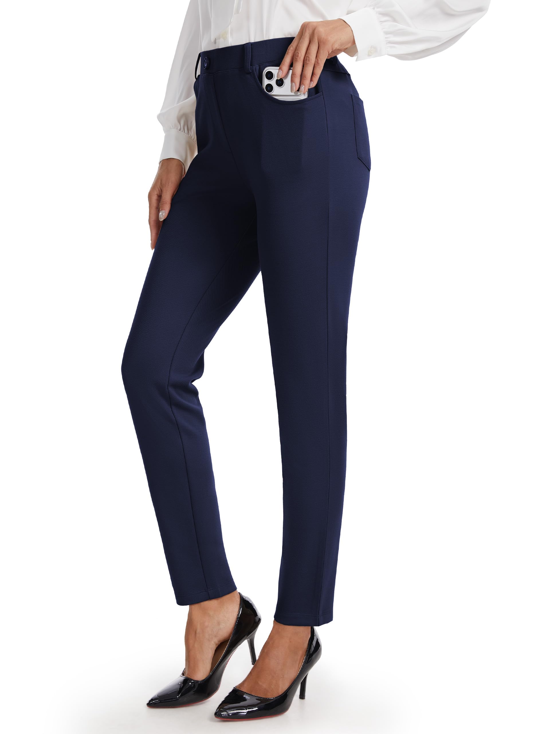 Women's Yoga Dress Pants Skinny Work Slacks Slim Fit Stretch Office Casual Pants 4 Pockets 30"/32"/34" — view 11