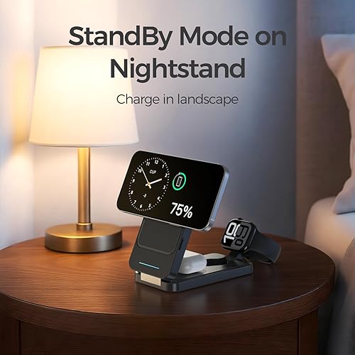 Miniatura 8 de ANJANK 3 in 1 Portable Wireless Charging Station, Removable 5000mAh Mag-Safe Power Bank, Foldable Travel Magnetic Charger Stand for iPhone 17 16 15