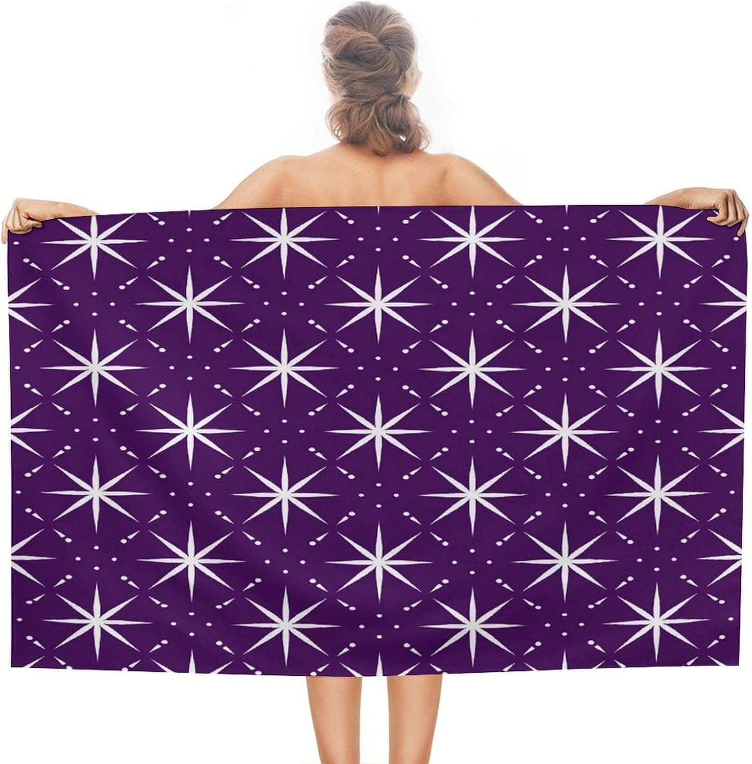 Swimming Towel, Circles and Stars Printed Fashion Towel,Portable Towel,Durable Towel