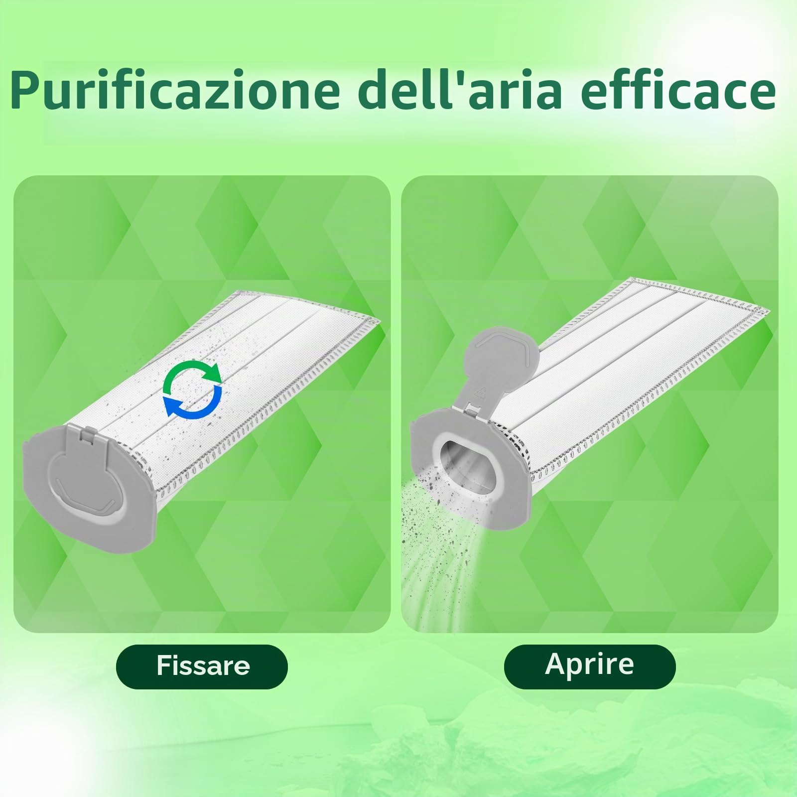 Kit 12 Sacchetti in Microfibra compatibile per Folletto VK7S VK7 FP7S FP7-12 Sacchetti Aspirapolvere + 2 Filtro Motore