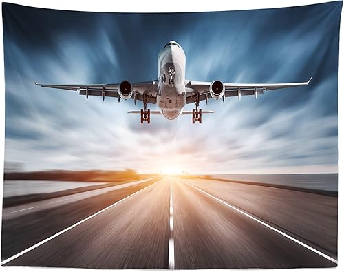 Miniatura 8 de BELECO Telón de fondo de avión de 7 x 5 pies, tela para aterrizaje de avión, despegue, pista de aterrizaje, aeropuerto, pista, fotografía, fondo