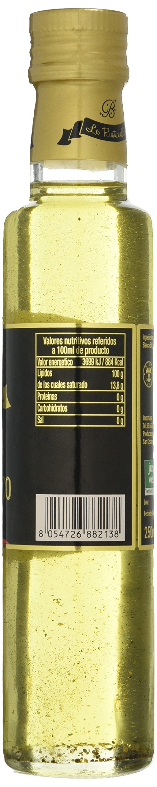 La Rustichella - Aceite de Oliva de Trufa Blanca 250ml , Vegano , Sin Gluten , Sin Colesterol - Delicadeza Italiana