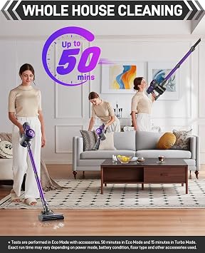 FUNCCUBE Cordless Vacuum Cleaner, Stick Vac Cleaners for Home with Tangle-Resistant,Up to 50 Minutes,Powerful Suction,Rechargeable,Lightweight,Handheld, Versatile for Carpet, Hard Floor, Pet Hair, S2