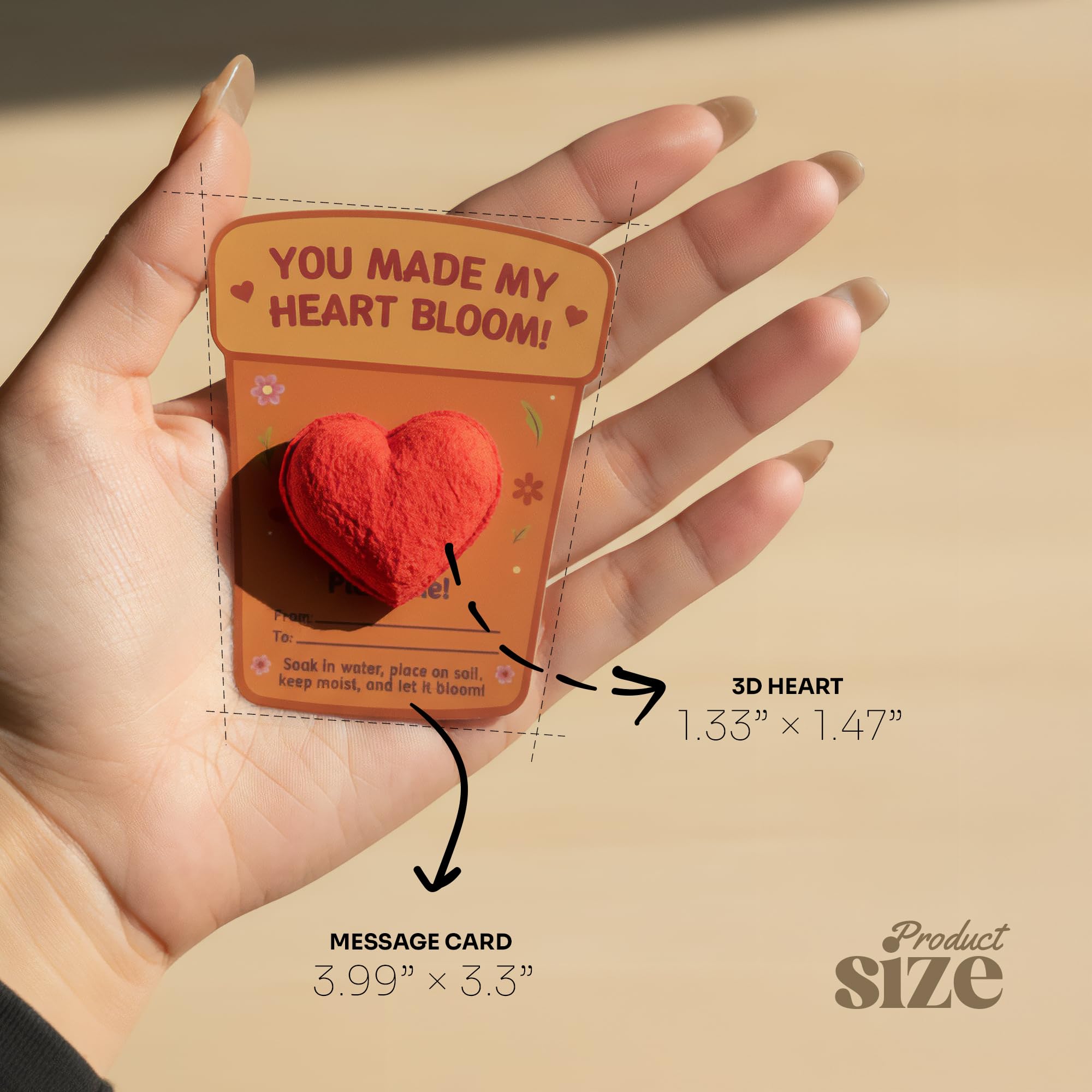 Juego de regalo de papel con semillas de corazón 3D, 24 formas de corazón plantables con semillas de flores silvestres, incluye tarjetas y cinta adhesiva de doble cara, listo para regalar