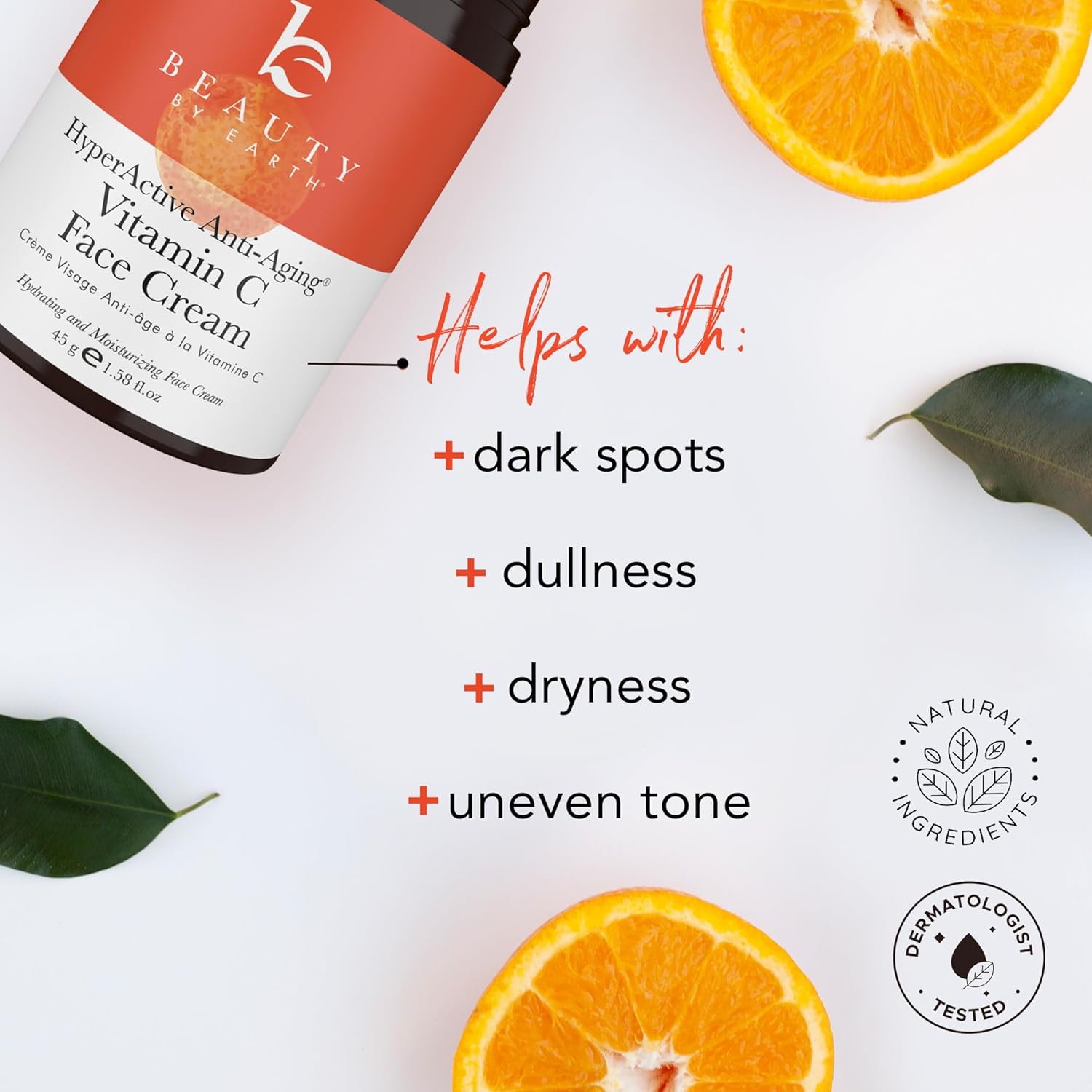 Beauty by Earth Vitamin C Face Cream - USA Made with Organic & Natural Ingredients, Skin Brightening Cream for Face, Discoloration Correcting & Anti Aging Moisturizer for Face with Antioxidants - Image 3