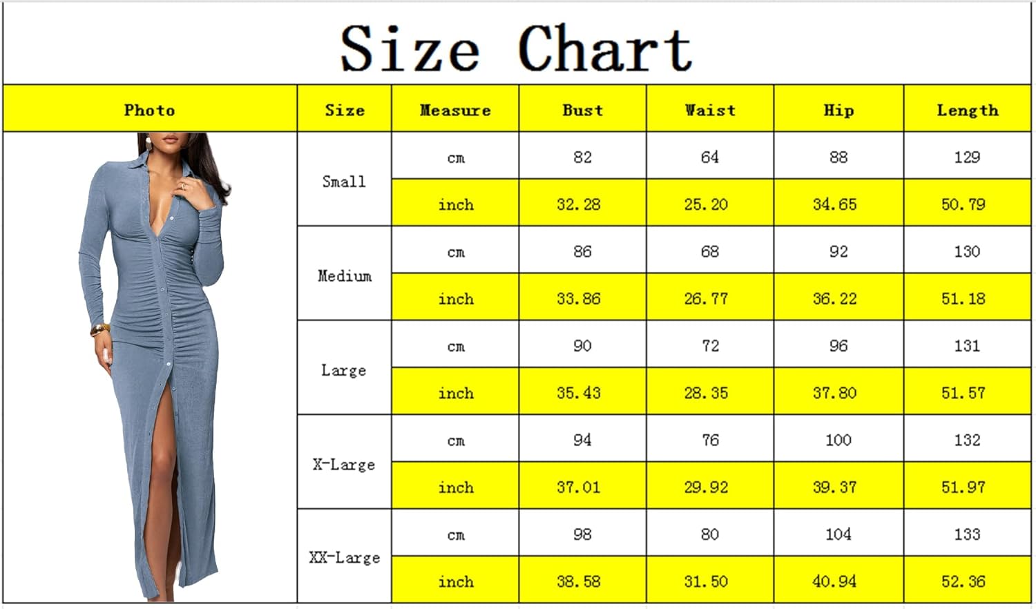 Women's Button Down Ruched Stretchy Dress Long Sleeve Casual Maxi Long Dresses - Image 5